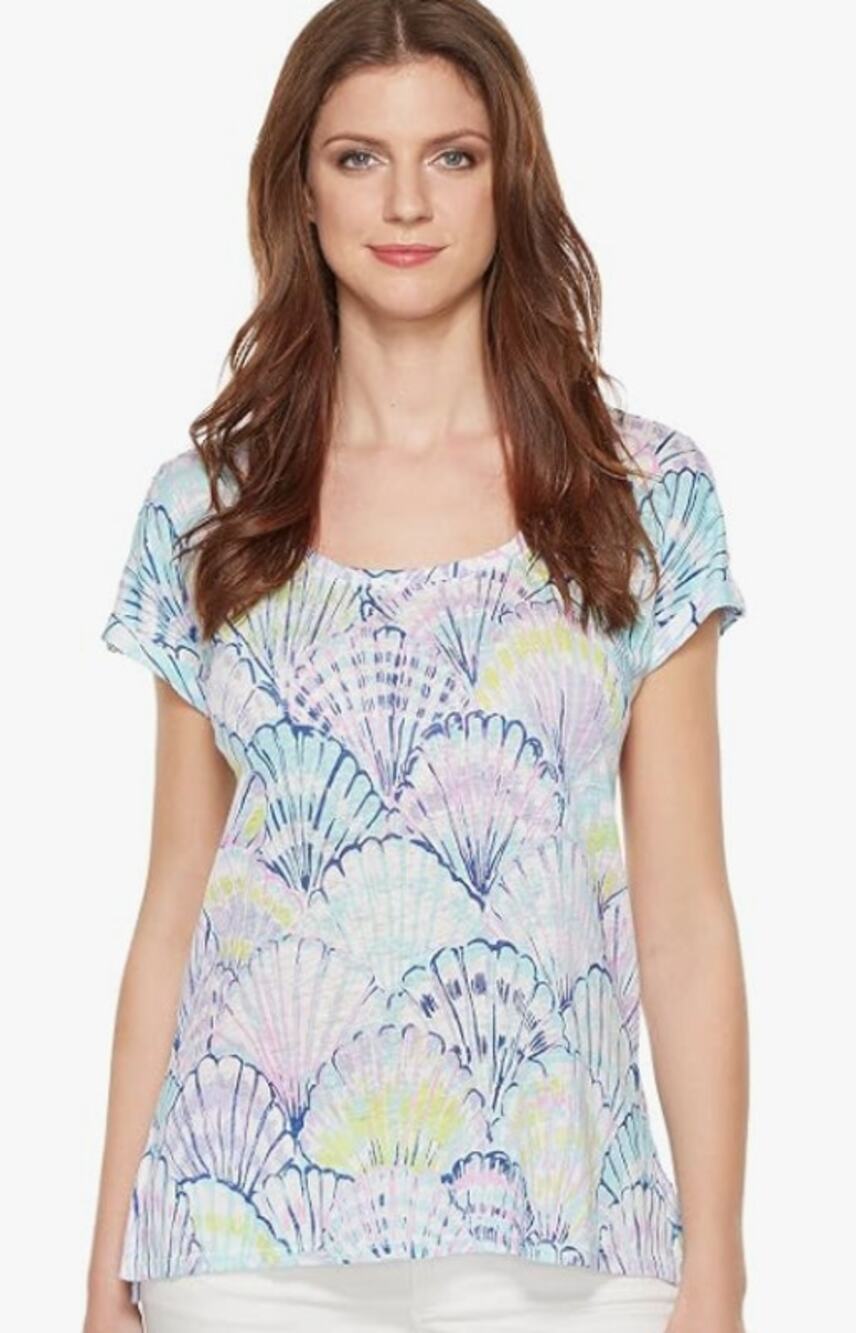 Lilly Pulitzer Linen Shell Inara Top Women's XS Costal Beach Luxury Mermaid